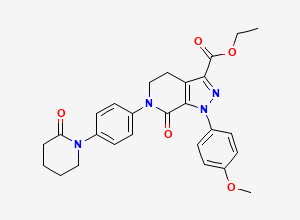 Two-dimensional chemical structure of Apixaban Ethyl Ester Impurity, CAS 503614-91-3