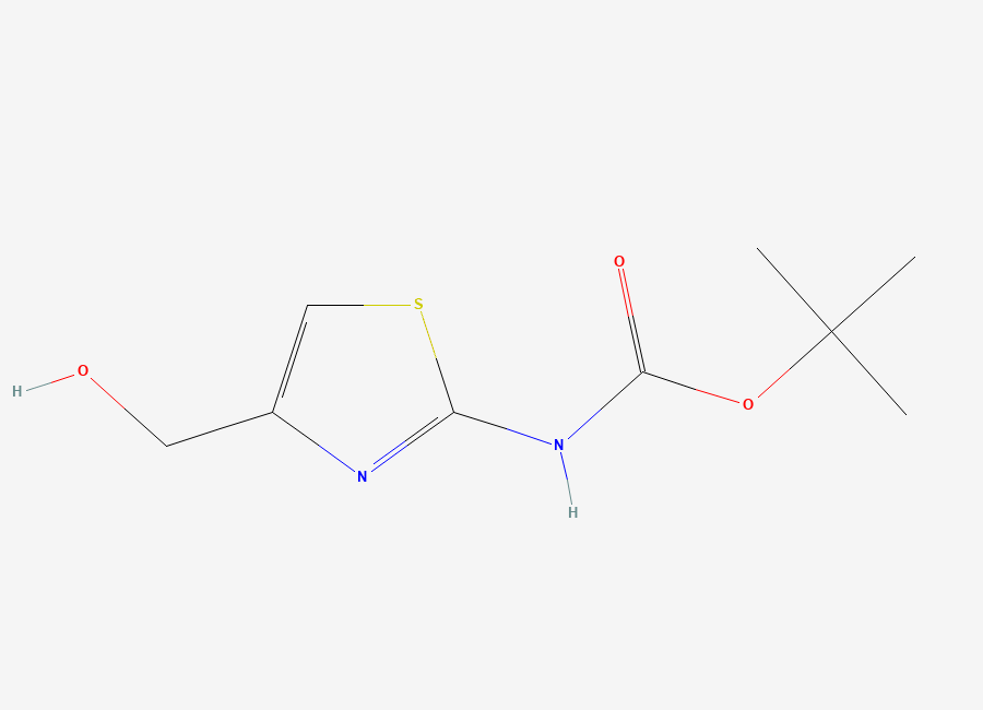 Two-dimensional chemical structure of (4-Hydroxymethylthiazol-2-yl)carbamic acid tert-butyl ester