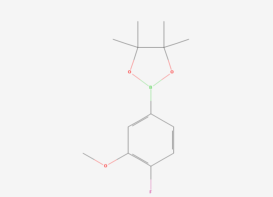 Two-dimensional chemical structure of 2-(4-Fluoro-3-methoxyphenyl)-4,4,5,5-tetramethyl-1,3,2-dioxaborolane