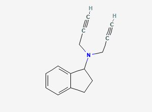 Two-dimensional chemical structure of 2,3-Dihydro-N,N-di-2-propyn-1-yl-1H-inden-1-amine, CAS 92850-02-7