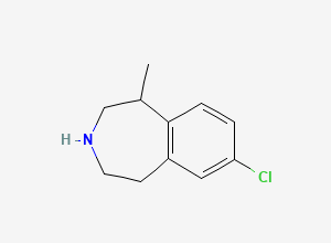 Two-dimensional chemical structure of 7-Chloro-1-methyl-2,3,4,5-tetrahydro-1H-3-benzazepine, CAS 616201-89-9