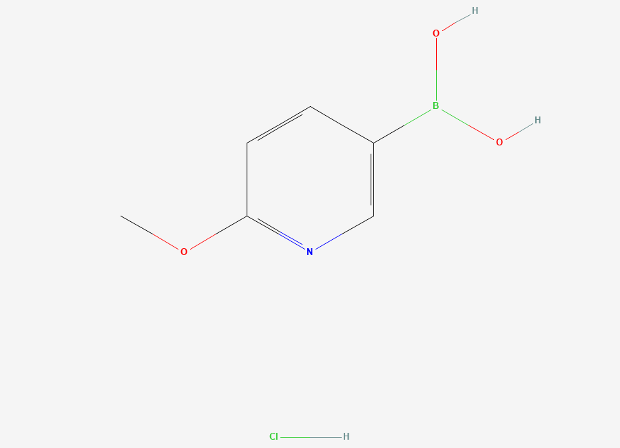 Two-dimensional chemical structure of (6-Methoxypyridin-3-yl)boronic acid--hydrogen chloride (1/1)