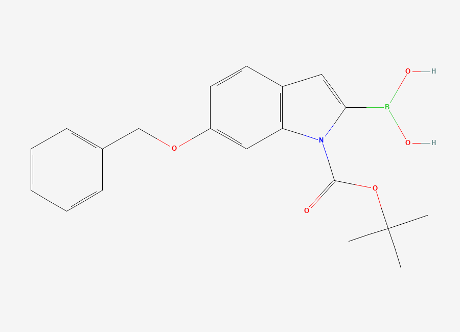 Two-dimensional chemical structure of 6-Benzyloxy-1-BOC-indole-2-boronic acid