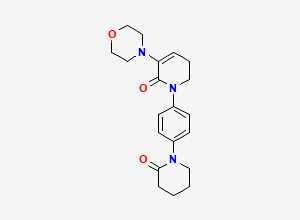 Two-dimensional chemical structure of 5,6-Dihydro-3-(4-morpholinyl)-1-[4-(2-oxo-1-piperidinyl)phenyl]-2(1H)-pyridinone, CAS 545445-44-1