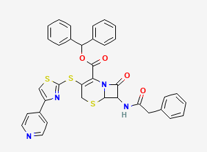 Two-dimensional chemical structure of Benzhydryl 8-oxo-7-[(2-phenylacetyl)amino]-3-[(4-pyridin-4-yl-1,3-thiazol-2-yl)sulfanyl]-5-thia-1-azabicyclo[4.2.0]oct-2-ene-2-carboxylate