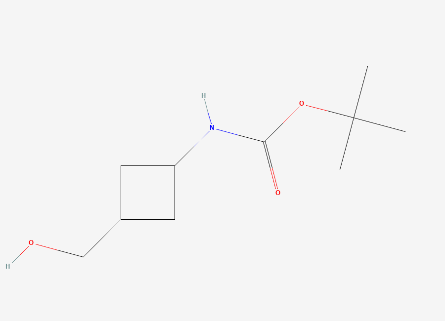 Two-dimensional chemical structure of cis-1-(Boc-amino)-3-(hydroxymethyl)cyclobutane