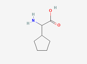 Two-dimensional chemical structure of 2-Amino-2-cyclopentylacetic acid