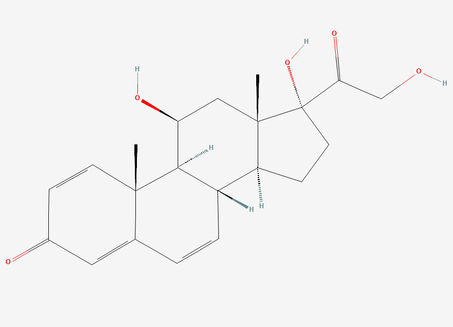 Two-dimensional chemical structure of Prednisolone EP Impurity H / Δ6-Prednisolone, CAS 2427-64-7