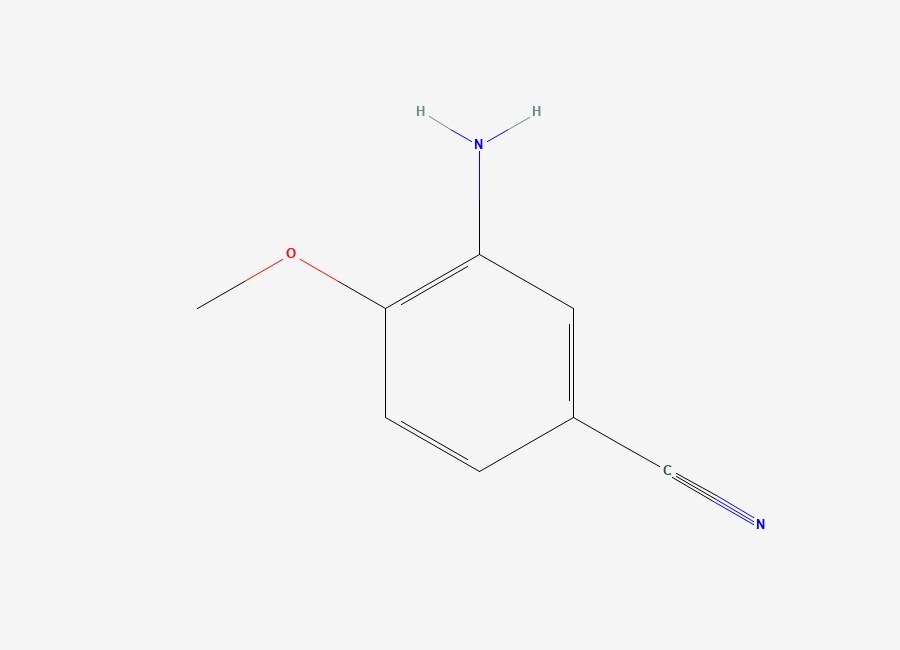 Two-dimensional chemical structure of 3-Amino-4-methoxybenzonitrile