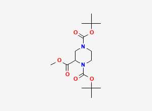 Two-dimensional chemical structure of 1,4-Di-tert-butyl 2-methyl piperazine-1,2,4-tricarboxylate