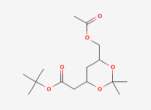 Two-dimensional chemical structure of (4S,6R)-6-(Acetoxymethyl)-2,2-dimethyl-1,3-dioxane-4-acetic acid tert-butyl ester