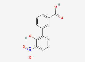 Two-dimensional chemical structure of 2'-hydroxy-3'-nitro-[1,1'-biphenyl]-3-carboxylic acid, CAS 376591-95-6
