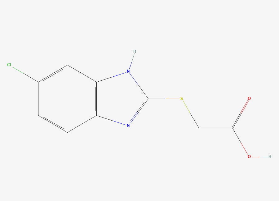Two-dimensional chemical structure of 2-((6-Chloro-1H-benzimidazol-2-yl)thio)acetic acid