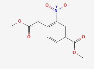 Two-dimensional chemical structure of Methyl 4-(2-methoxy-2-oxoethyl)-3-nitrobenzoate, CAS 334952-07-7
