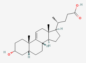 Two-dimensional chemical structure of 3alpha-Hydroxy-5beta-chol-9(11)-en-24-oic Acid