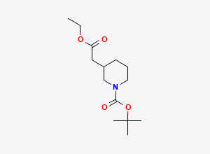 Two-dimensional chemical structure of Tert-butyl 3-(2-ethoxy-2-oxoethyl)piperidine-1-carboxylate