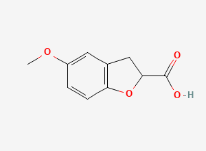 Two-dimensional chemical structure of 5-Methoxy-2,3-dihydrobenzofuran-2-carboxylic acid