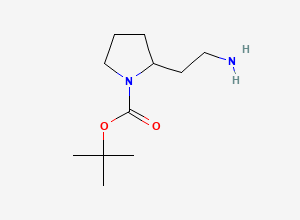 Two-dimensional chemical structure of tert-Butyl 2-(2-aminoethyl)pyrrolidine-1-carboxylate
