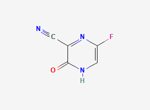 Two-dimensional chemical structure of 6-Fluoro-3,4-dihydro-3-oxo-2-pyrazinecarbonitrile, CAS 356783-31-8