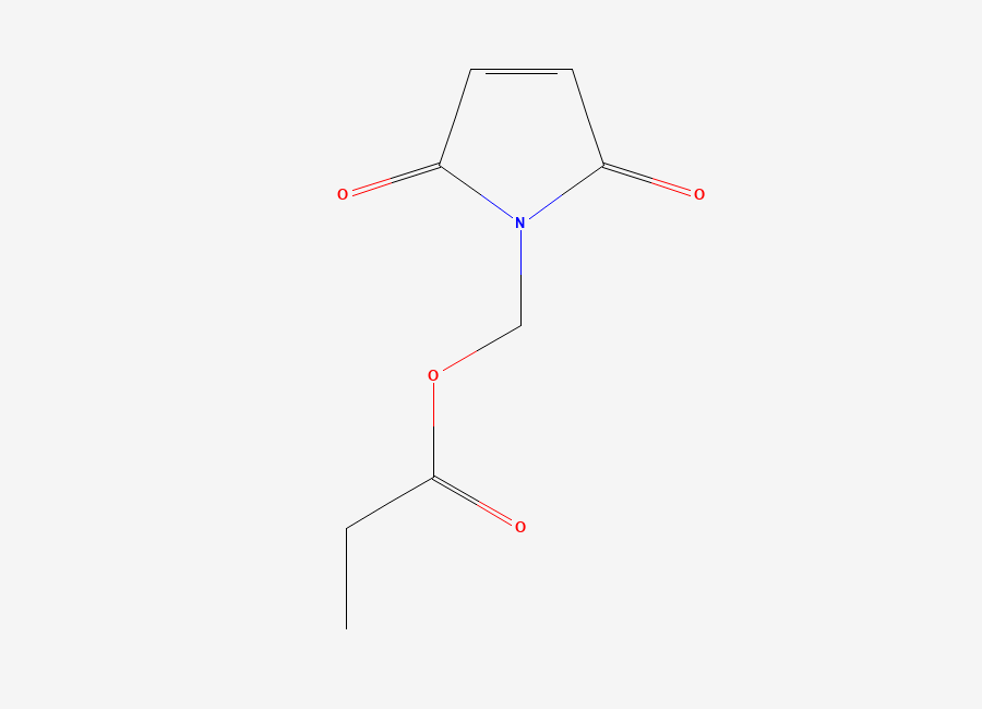 Two-dimensional chemical structure of (2,5-dioxo-2,5-dihydro-1H-pyrrol-1-yl)methyl propionate
