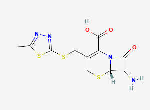 Two-dimensional chemical structure of (6S)-7-Amino-3-[(5-methyl-1,3,4-thiadiazol-2-yl)sulfanylmethyl]-8-oxo-5-thia-1-azabicyclo[4.2.0]oct-2-ene-2-carboxylic acid