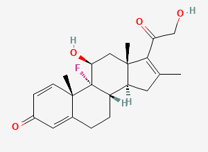 Two-dimensional chemical structure of (11β)-9-Fluoro-11,21-dihydroxy-16-methyl-pregna-1,4,16-triene-3,20-dione, CAS 59860-99-0