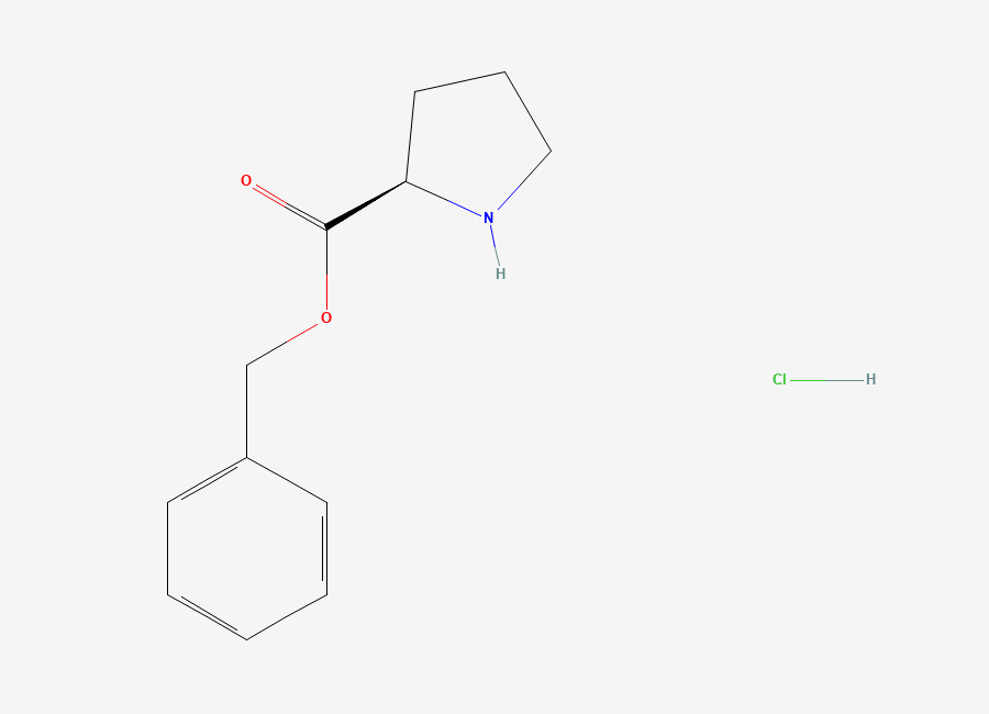 Two-dimensional chemical structure of benzyl (2R)-pyrrolidine-2-carboxylate hydrochloride
