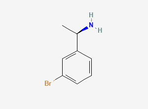 Two-dimensional chemical structure of (R)-1-(3-bromophenyl)ethanamine