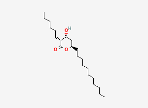 Two-dimensional chemical structure of (3R,4R,6R)-3-hexyl-4-hydroxy-6-undecyloxan-2-one