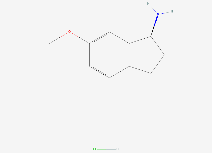 Two-dimensional chemical structure of (S)-6-Methoxy-2,3-dihydro-1H-inden-1-amine hydrochloride
