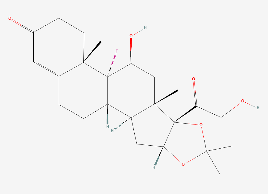 Two-dimensional chemical structure of Triamcinolone Acetonide EP Impurity E/ 1,2-Dihydrotriamcinolone Acetonide, CAS 1524-86-3