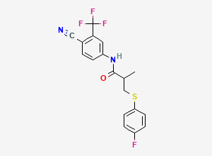 Two-dimensional chemical structure of N-[4-cyano-3-(trifluoromethyl)phenyl]-3-(4-fluorophenyl)sulfanyl-2-methylpropanamide
