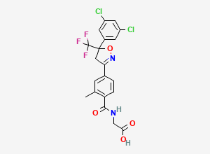 Two-dimensional chemical structure of (4-(5-(3,5-Dichlorophenyl)-5-(trifluoromethyl)-4,5-dihydroisoxazol-3-yl)-2-methylbenzoyl)glycine