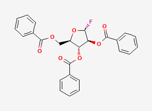 Two-dimensional chemical structure of [(2R,3R,4S,5R)-3,4-dibenzoyloxy-5-fluorooxolan-2-yl]methyl benzoate