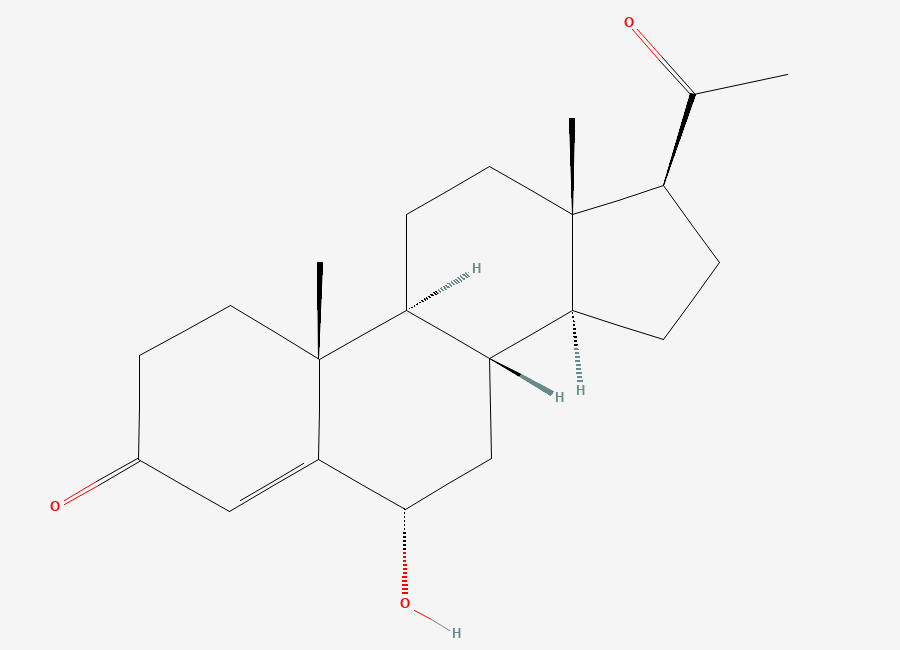 Two-dimensional chemical structure of 6a-Hydroxy Progesterone (>80%)