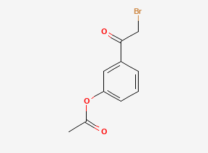 Two-dimensional chemical structure of Alpha-bromo-3'-acetoxyacetophenone, CAS 38396-89-3