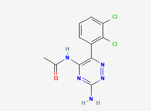 Two-dimensional chemical structure of Lamotrigine N-Acetate impurity, CAS 77668-57-6