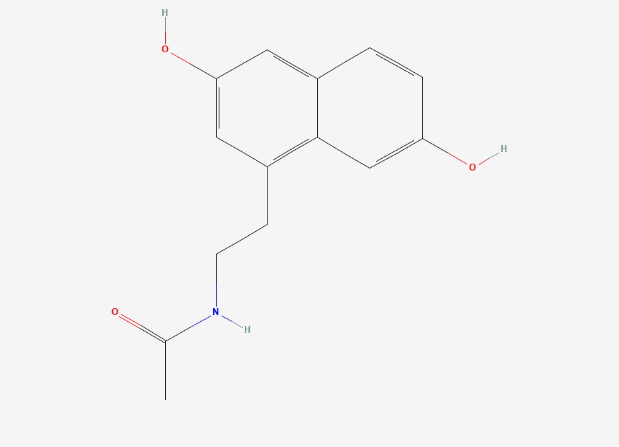 Two-dimensional chemical structure of Agomelatine Desmethyl 3-Hydroxy Impurity / 7-Desmethyl-3-hydroxyagomelatine, CAS 166527-00-0