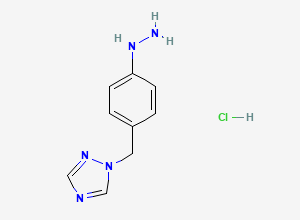 Two-dimensional chemical structure of [4-(1, 2, 4-triazol-1-ylmethyl)phenyl]hydrazine, CAS 154748-67-1