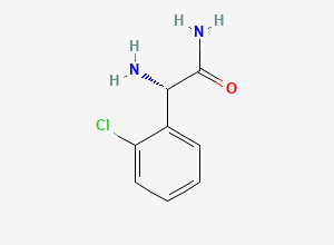 Two-dimensional chemical structure of (S)-2-amino-2-(2-chlorophenyl)acetamide