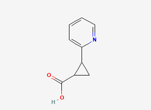 Two-dimensional chemical structure of 2-(Pyridin-2-yl)cyclopropanecarboxylic acid