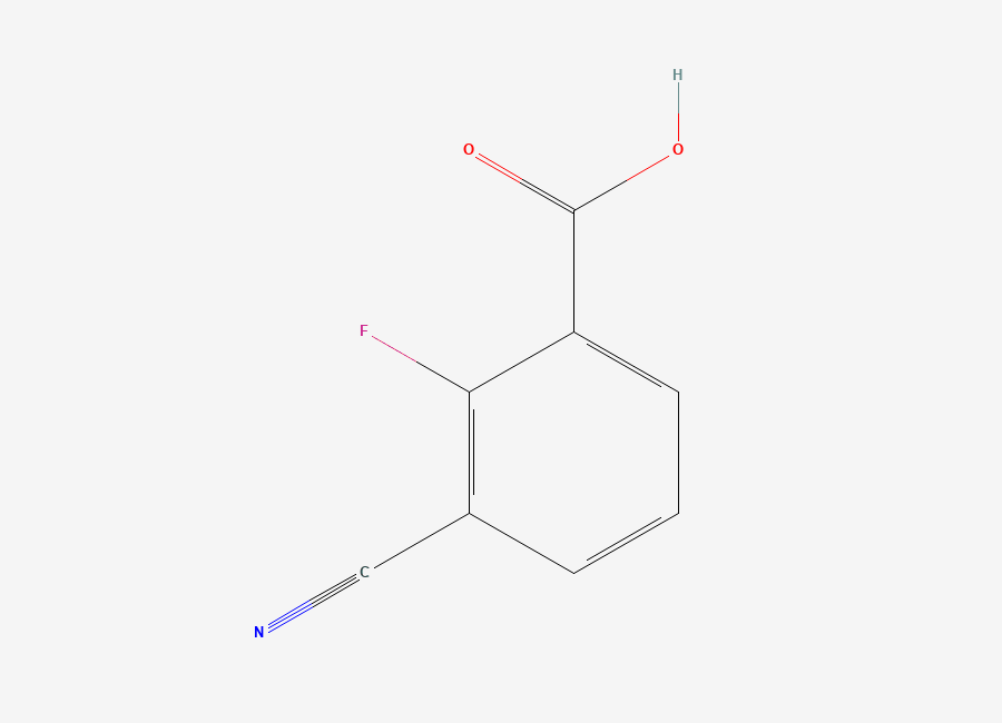 Two-dimensional chemical structure of 3-Cyano-2-fluorobenzoic acid