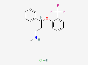 Two-dimensional chemical structure of N-Methyl-3-phenyl-3-(2-(trifluoromethyl)phenoxy)propan-1-amine Hydrochloride, CAS 2243504-22-3