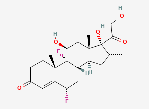 Two-dimensional chemical structure of (6S,8S,9R,10S,11S,13S,14S,16R,17R)-6,9-difluoro-11,17-dihydroxy-17-(2-hydroxyacetyl)-10,13,16-trimethyl-1,2,6,7,8,11,12,14,15,16-decahydrocyclopenta[a]phenanthren-3-one