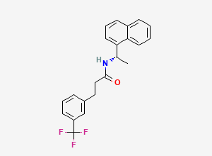 Two-dimensional chemical structure of N-[(1S)-1-(1-Naphthalenyl)ethyl]-3-(trifluoromethyl)benzenepropanamide