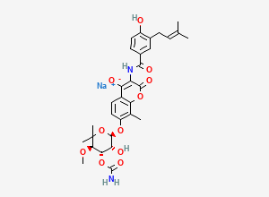 Two-dimensional chemical structure of Novobiocin Sodium