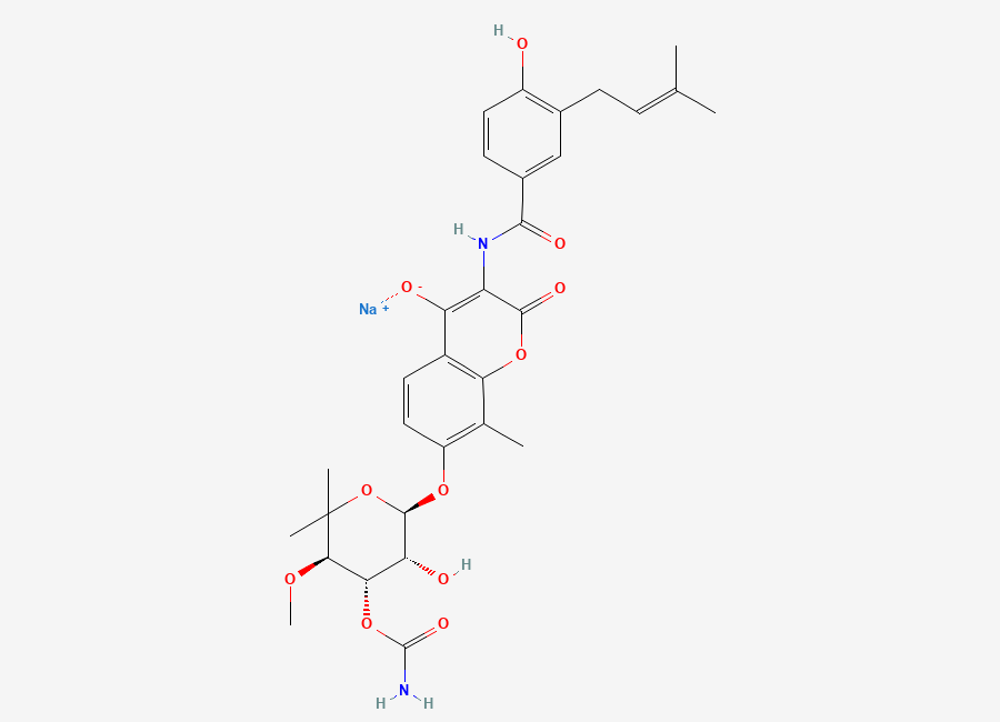 Two-dimensional chemical structure of Novobiocin Sodium