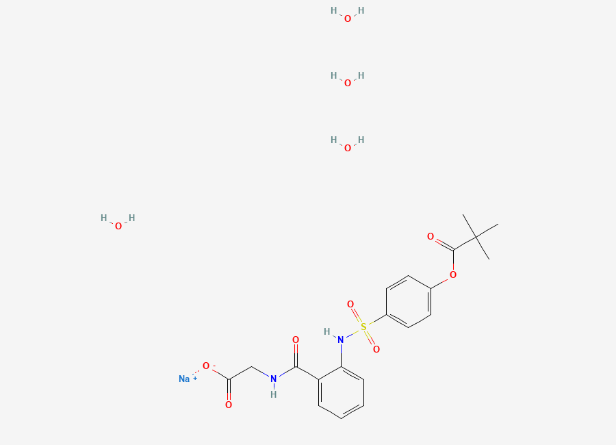 Two-dimensional chemical structure of Sivelestat Sodium