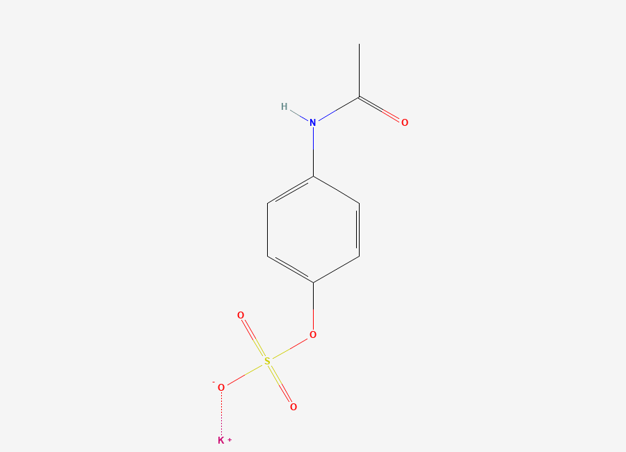 Two-dimensional chemical structure of Acetaminophen Sulphate Potassium Salt, CAS 32113-41-0