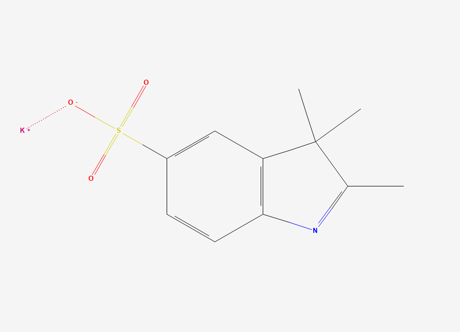 Two-dimensional chemical structure of Potassium 2,3,3-trimethyl-3H-indole-5-sulfonate
